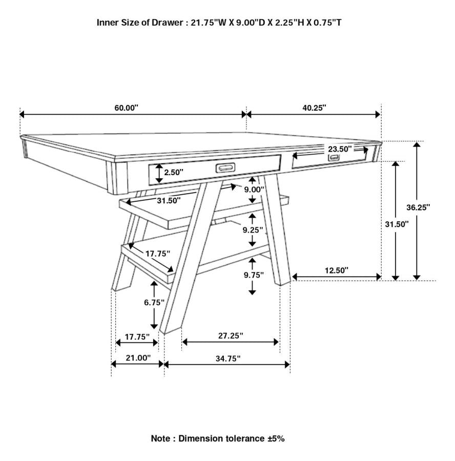 5-piece Rectangular Dining Table Set Walnut 115208-S5 CST
