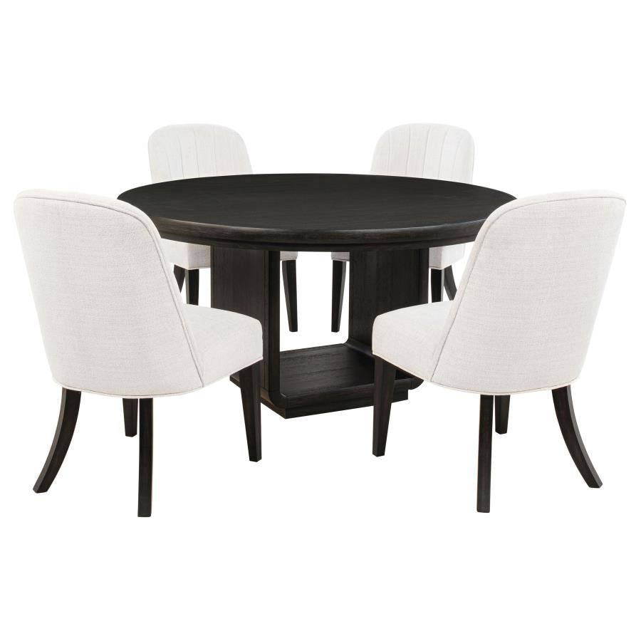 5-piece Round Dining Table Set Burnished Black 115390-S5 CST