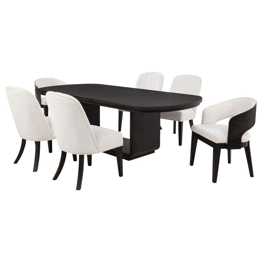 7-piece Rectangular Dining Table Set Burnished Black 115391-S7 CST