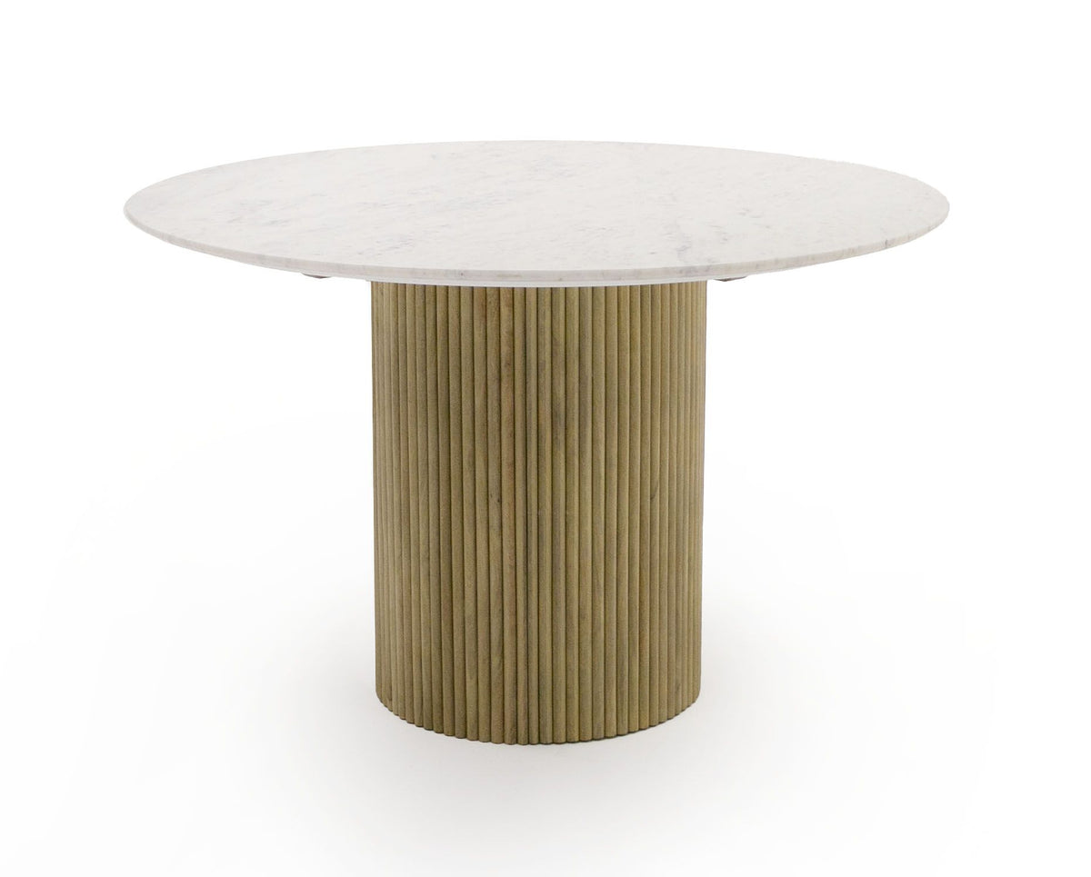 WHITE MARBLE & MANGO ROUND DINING TABLE 1120-VIG