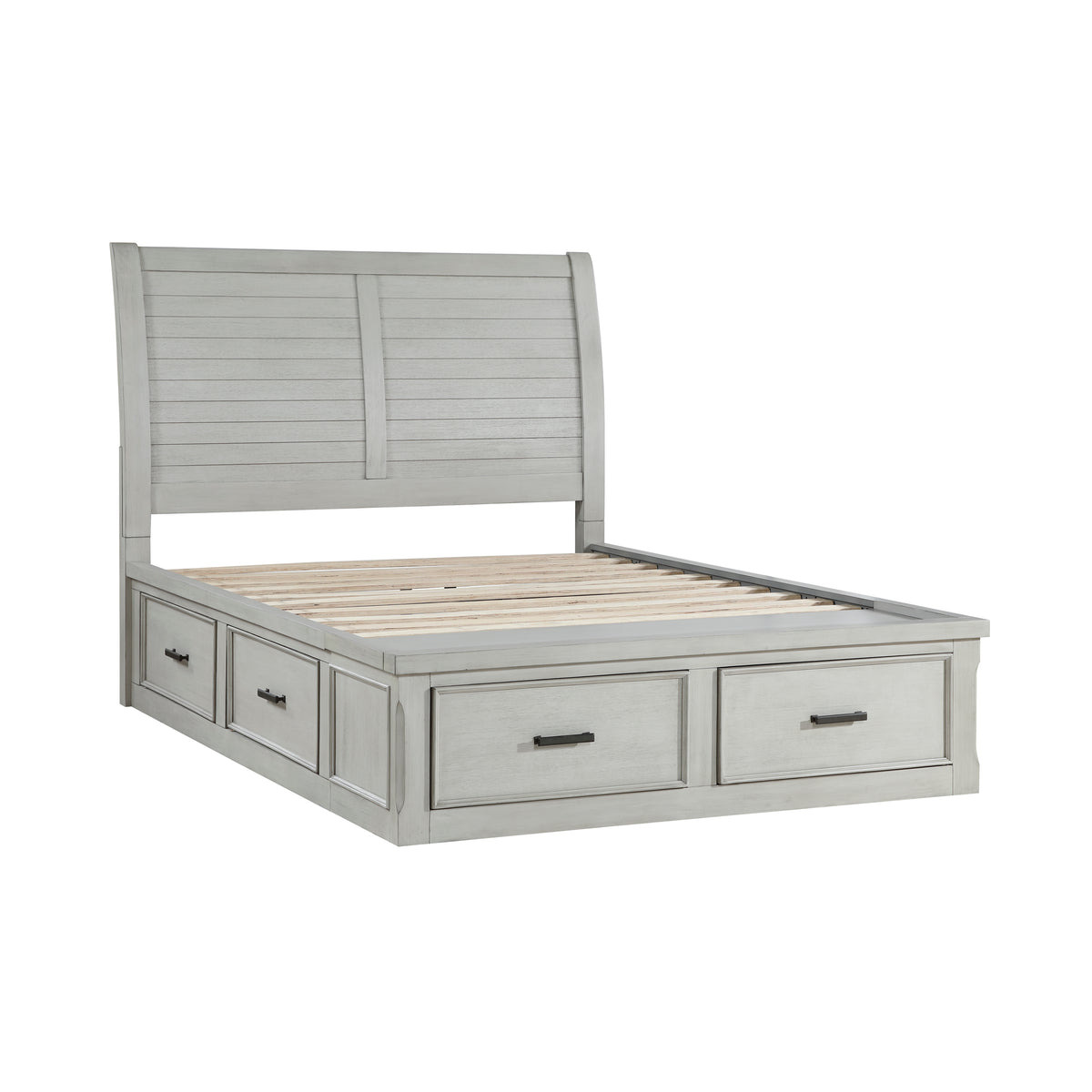 Queen Platform Bed with Storage Footboard and Side Rails 1337-1 HME