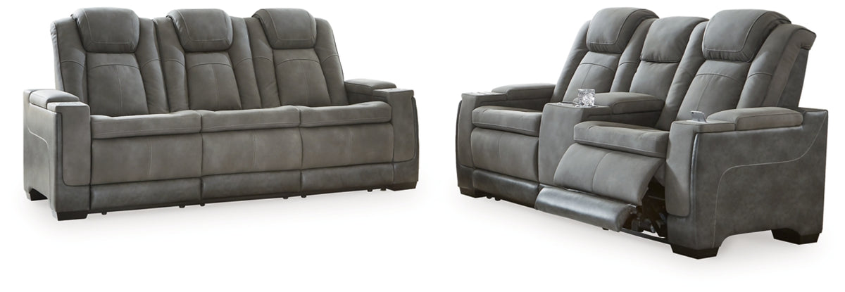 POWER RECLINING SOFA AND LOVESEAT 2200415/18-ASH