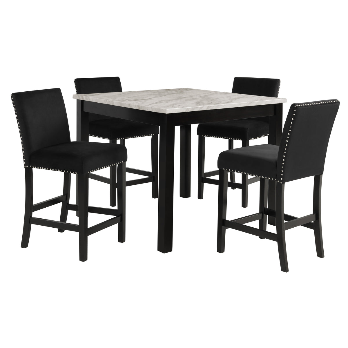 CELESTE 5PC 42" MARBLE FINISH COUNTER TABLE & 4 CHAIRS-NC
