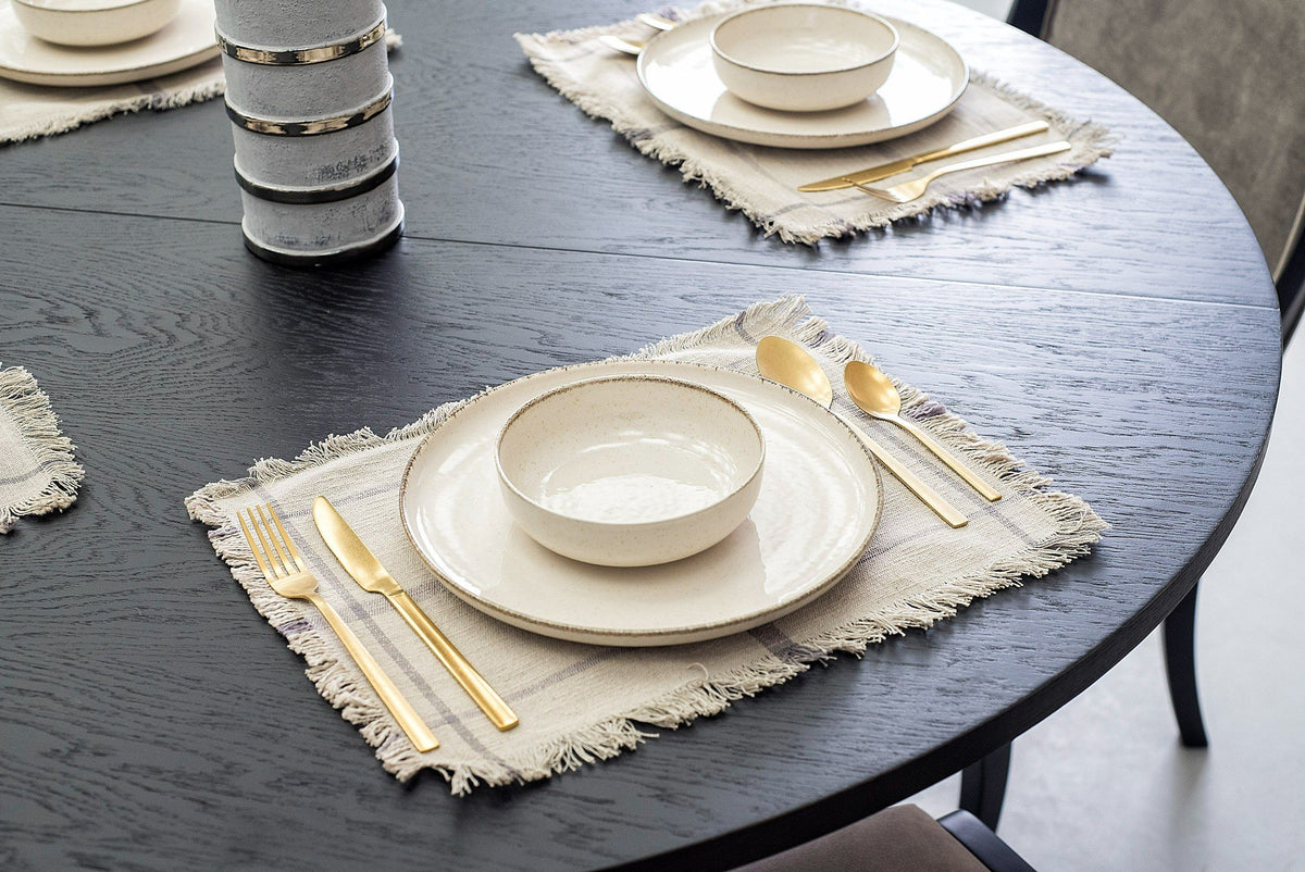 MODERN BLACK OAK ROUND DINING TABLE WITH EXTENSION 1254-VIG