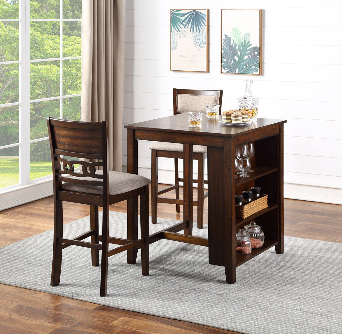 GIA 30" COUNTER TABLE W/2 CHAIRS & STG SHELF-NC