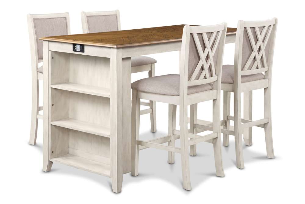 AMY 60" COUNTER TABLE+CHAIRS W/STG (5 PC)-NC