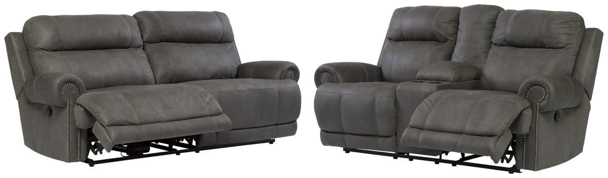 RECLINING SOFA AND LOVESEAT 3840181/94-ASH