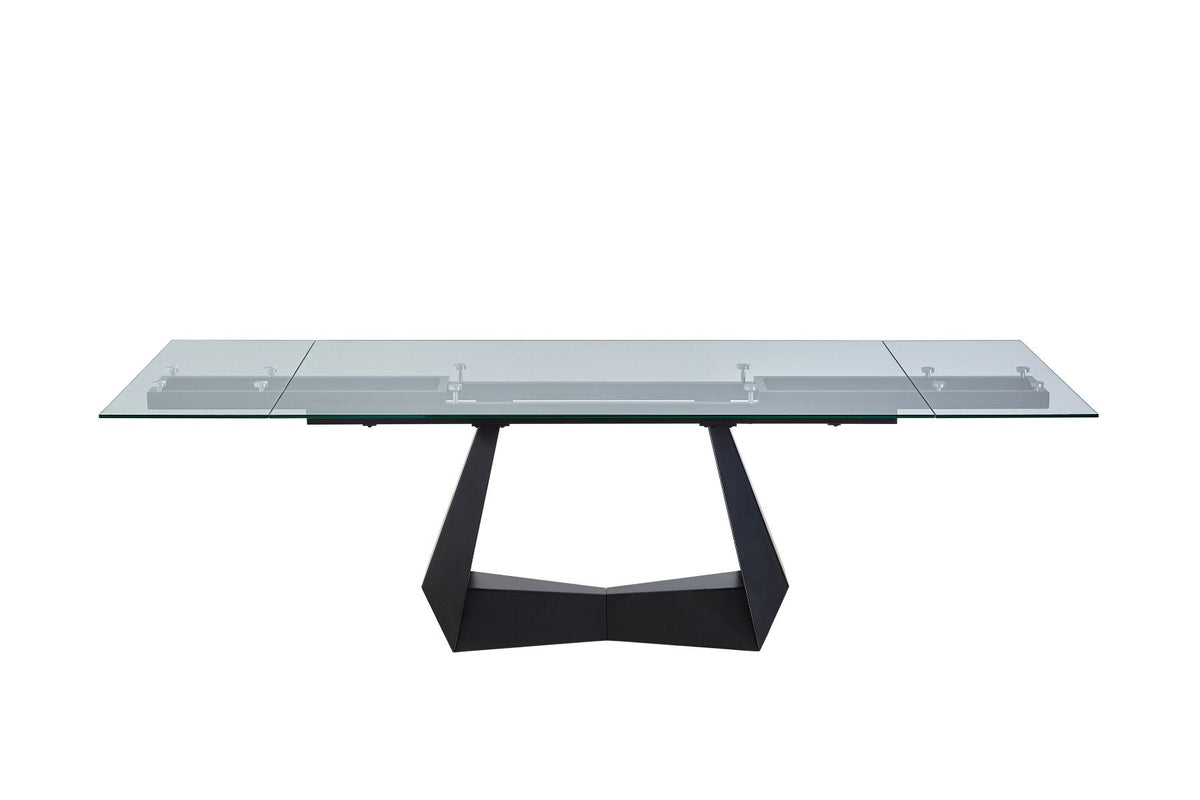 MODERN BLACK AND GLASS EXTENDABLE DINING TABLE GD8780-VIG