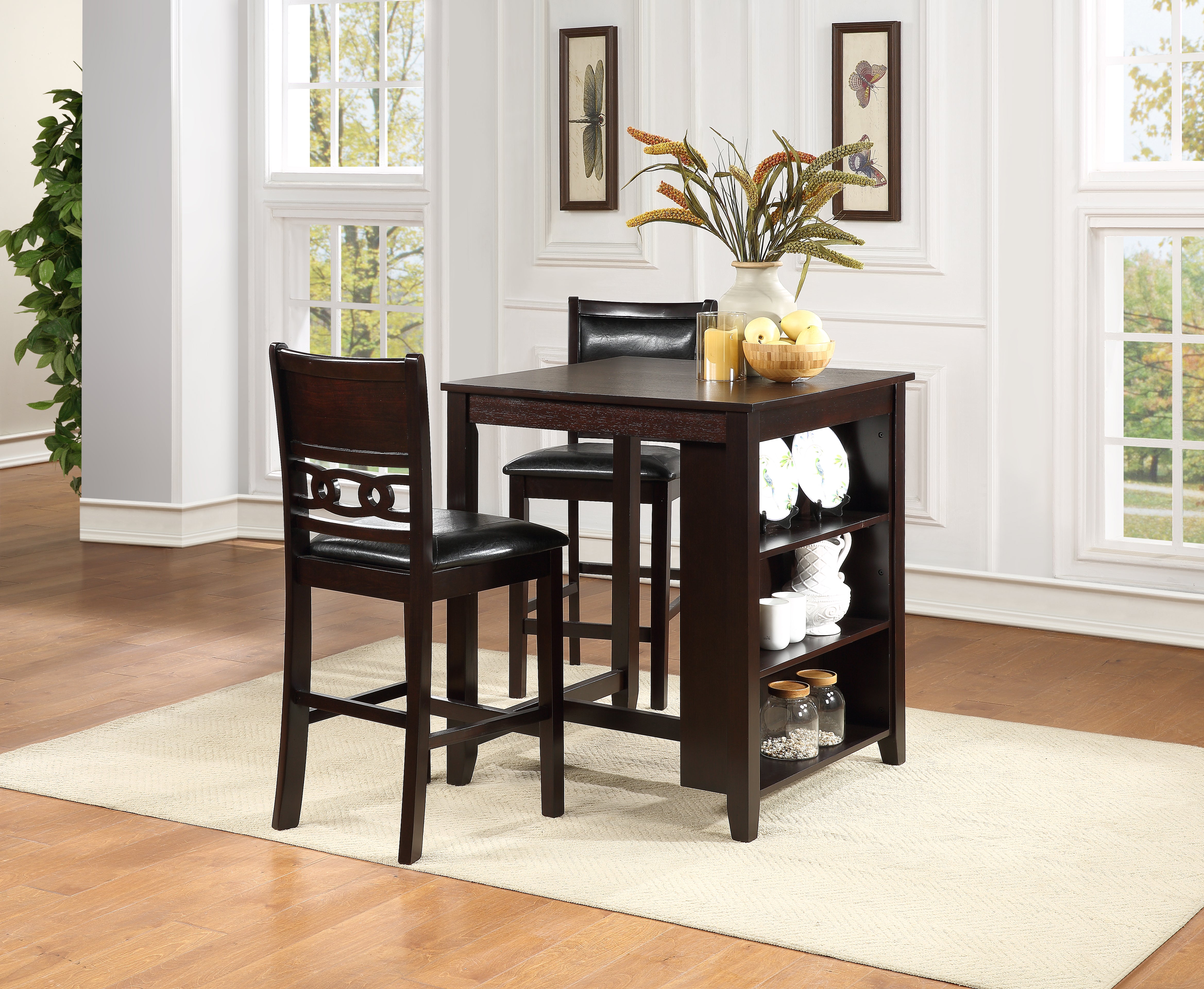 GIA 30" COUNTER TABLE W/2 CHAIRS & STG SHELF-NC