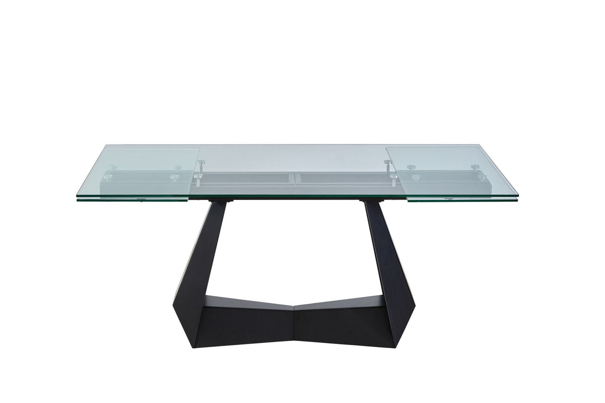 MODERN BLACK AND GLASS EXTENDABLE DINING TABLE GD8780-VIG