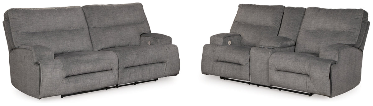 POWER RECLINING SOFA AND LOVESEAT 4530247/96-ASH