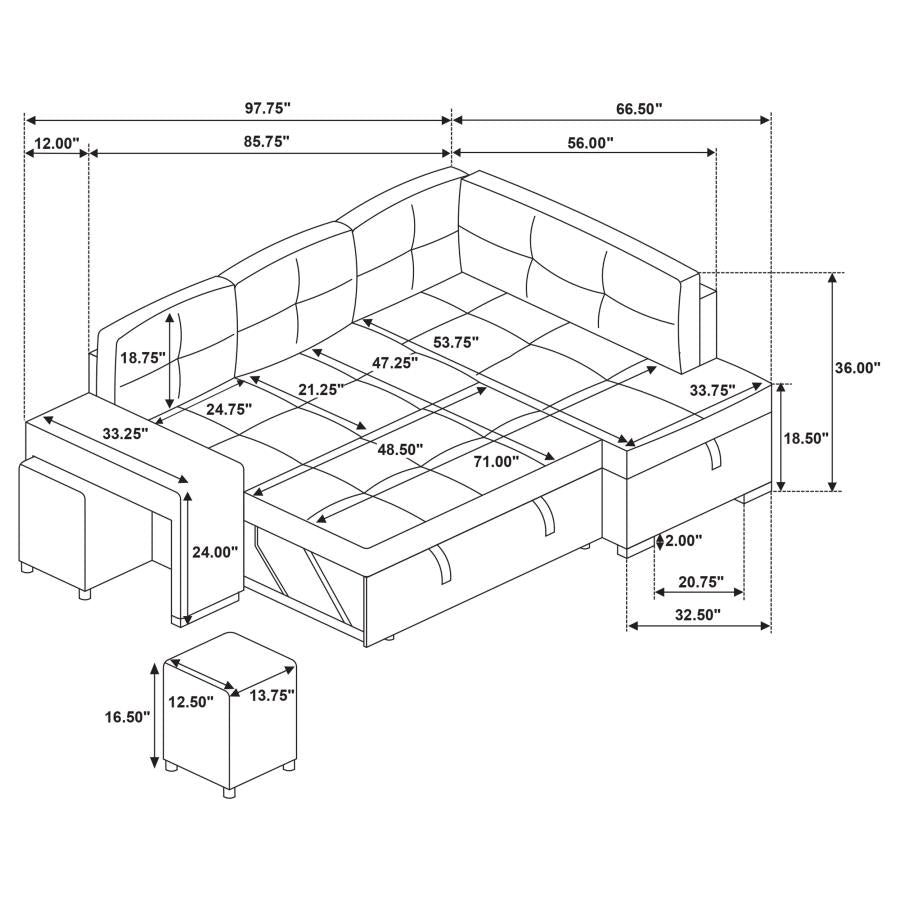 Upholstered Sleeper Sectional-500347-CST