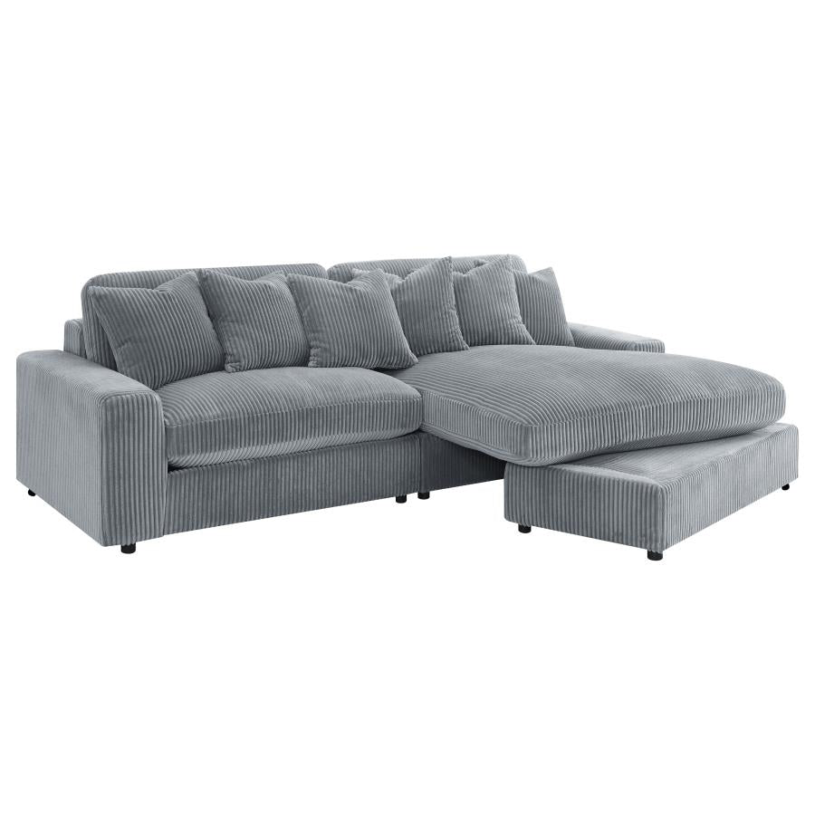 2-Piece Corduroy Reversible Chaise Sectional Sofa-509900-CST
