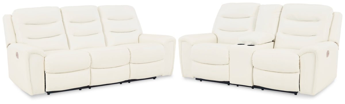 POWER RECLINING SOFA AND LOVESEAT 6110415/18-ASH