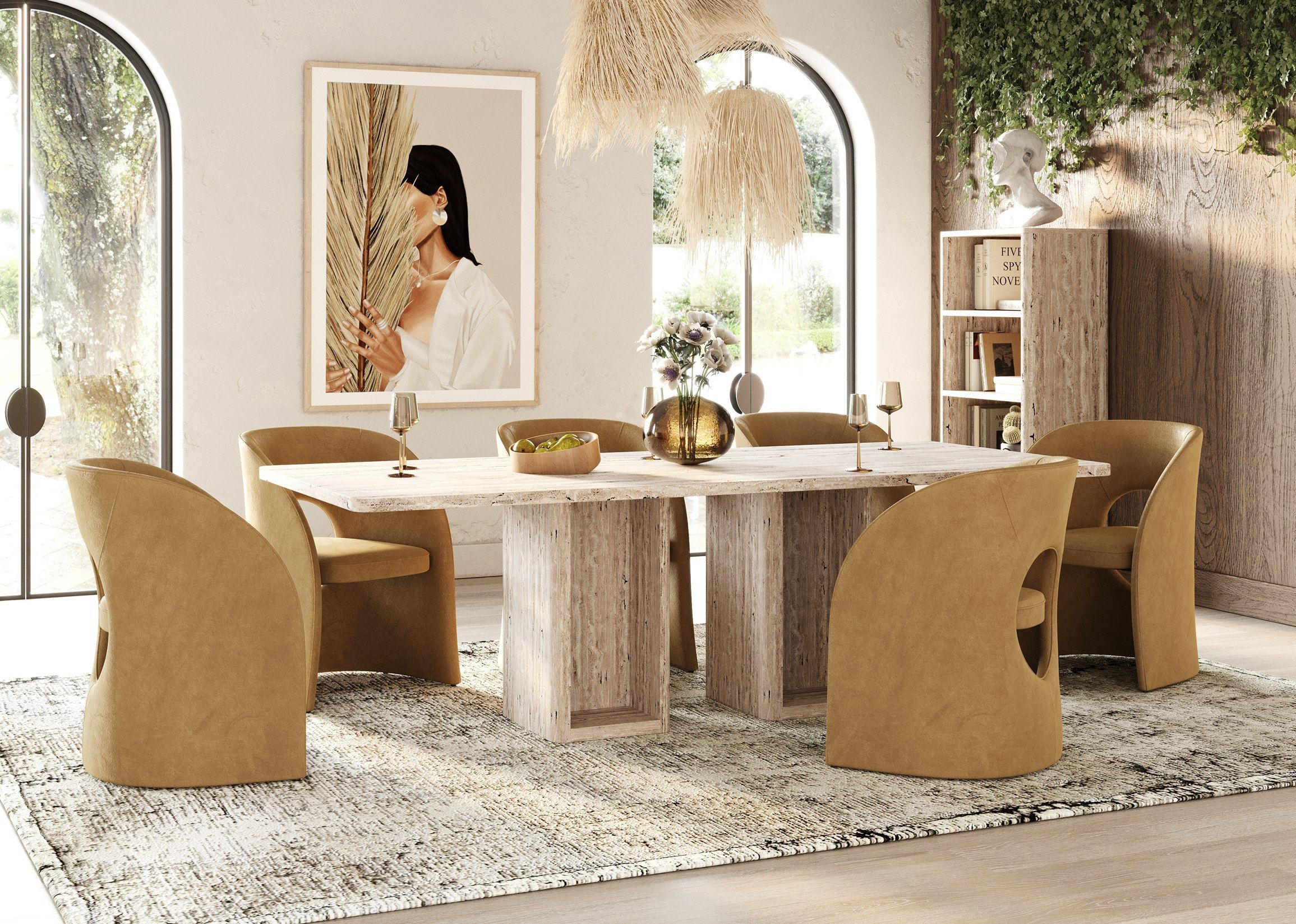 MODERN TRAVERTINE RECTANGULAR DINING TABLE-VIG