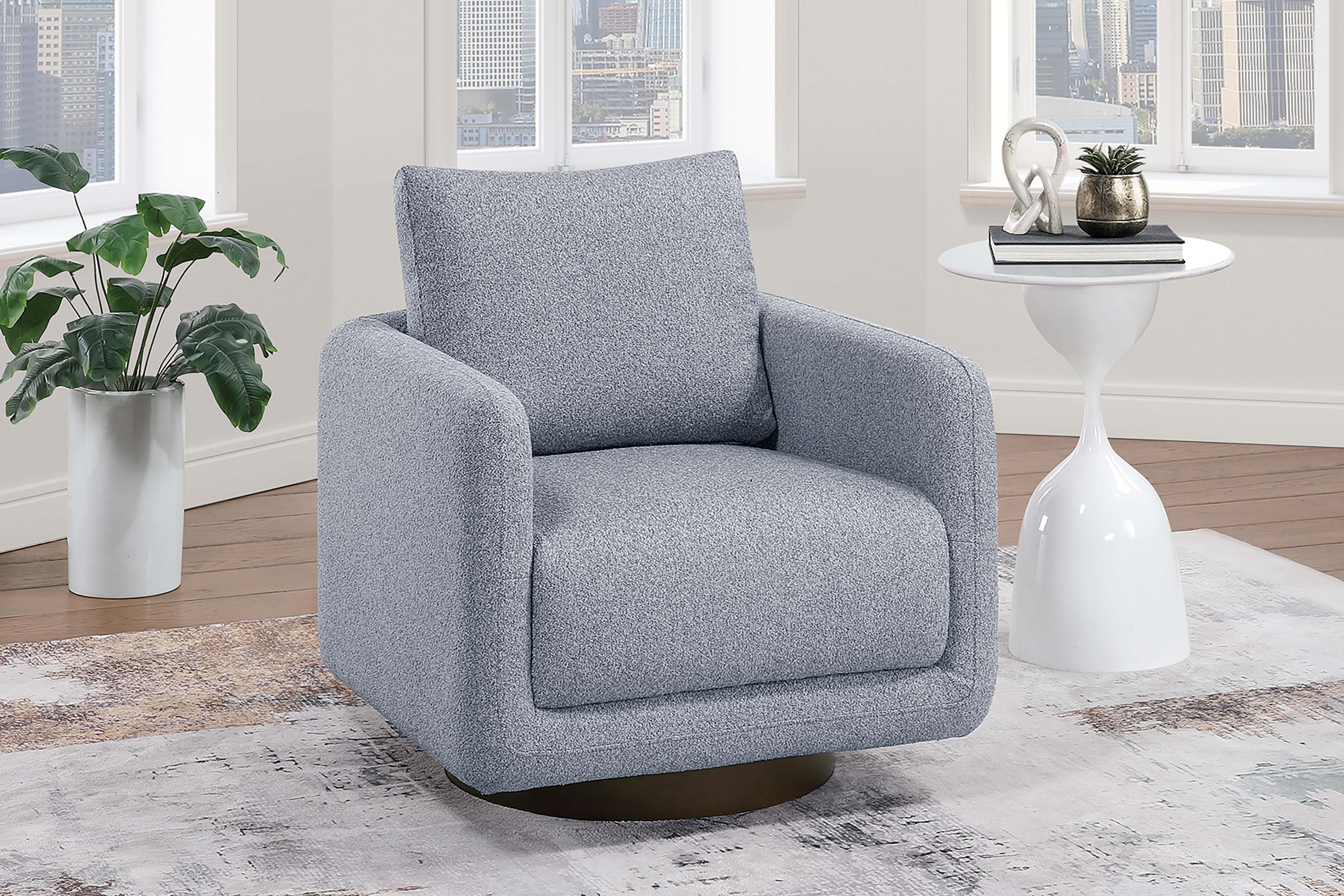 Swivel Chair - Gray Boucle