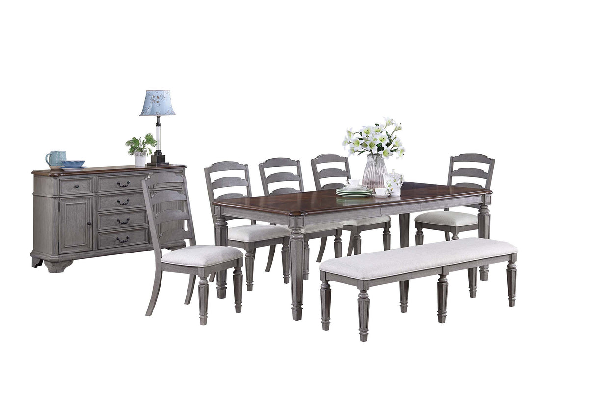Dining Table - Light Grey + Cherry
