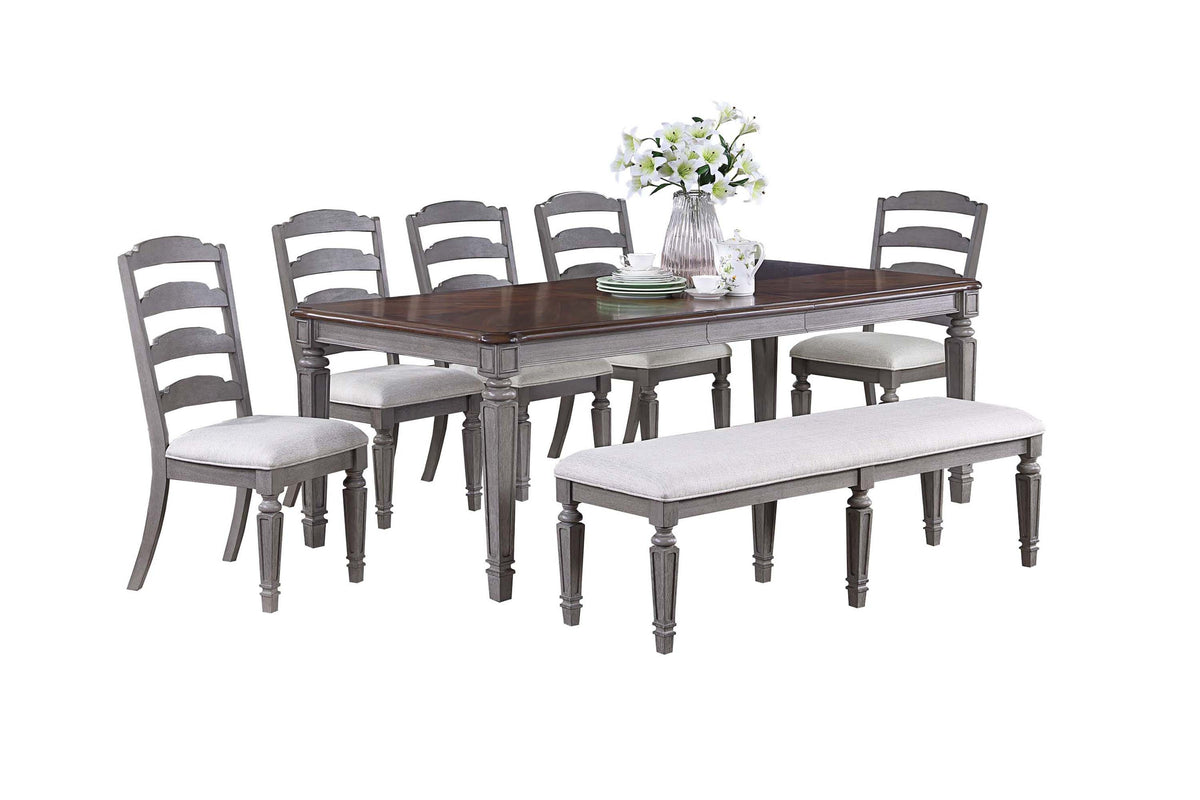 Dining Table - Light Grey + Cherry