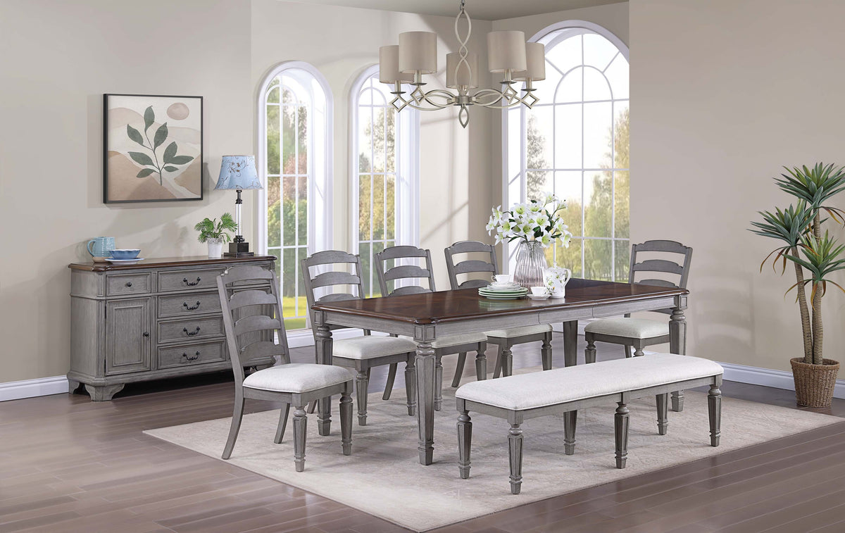 Dining Table - Light Grey + Cherry