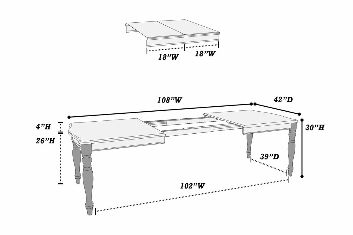 Dining Table - Antique White +Oak