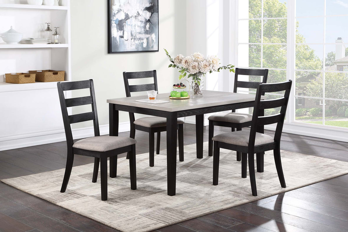 5-Pcs Dining Set - Black + White