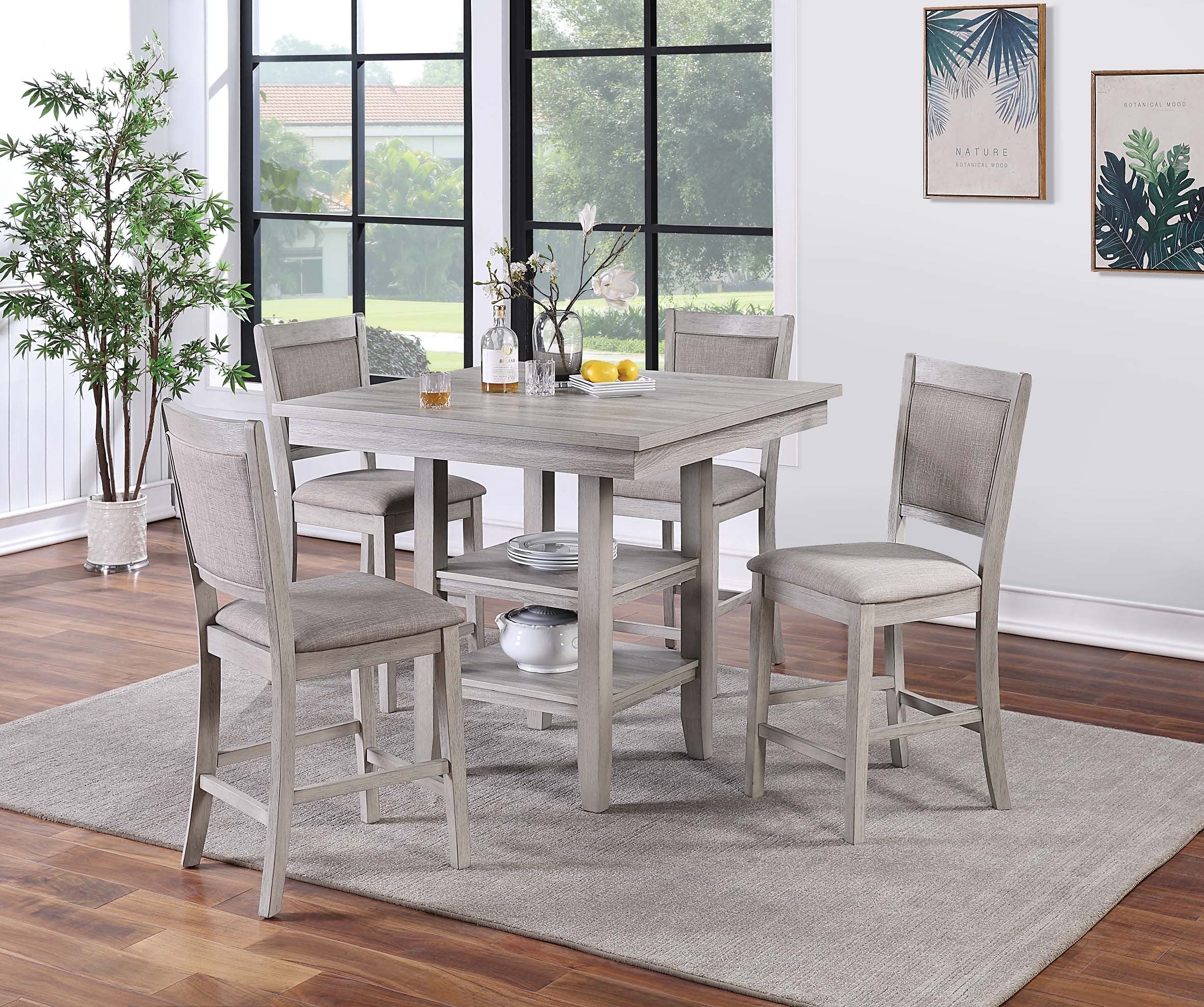 5-Pcs Counter Height Dining Set - Rustic Grey