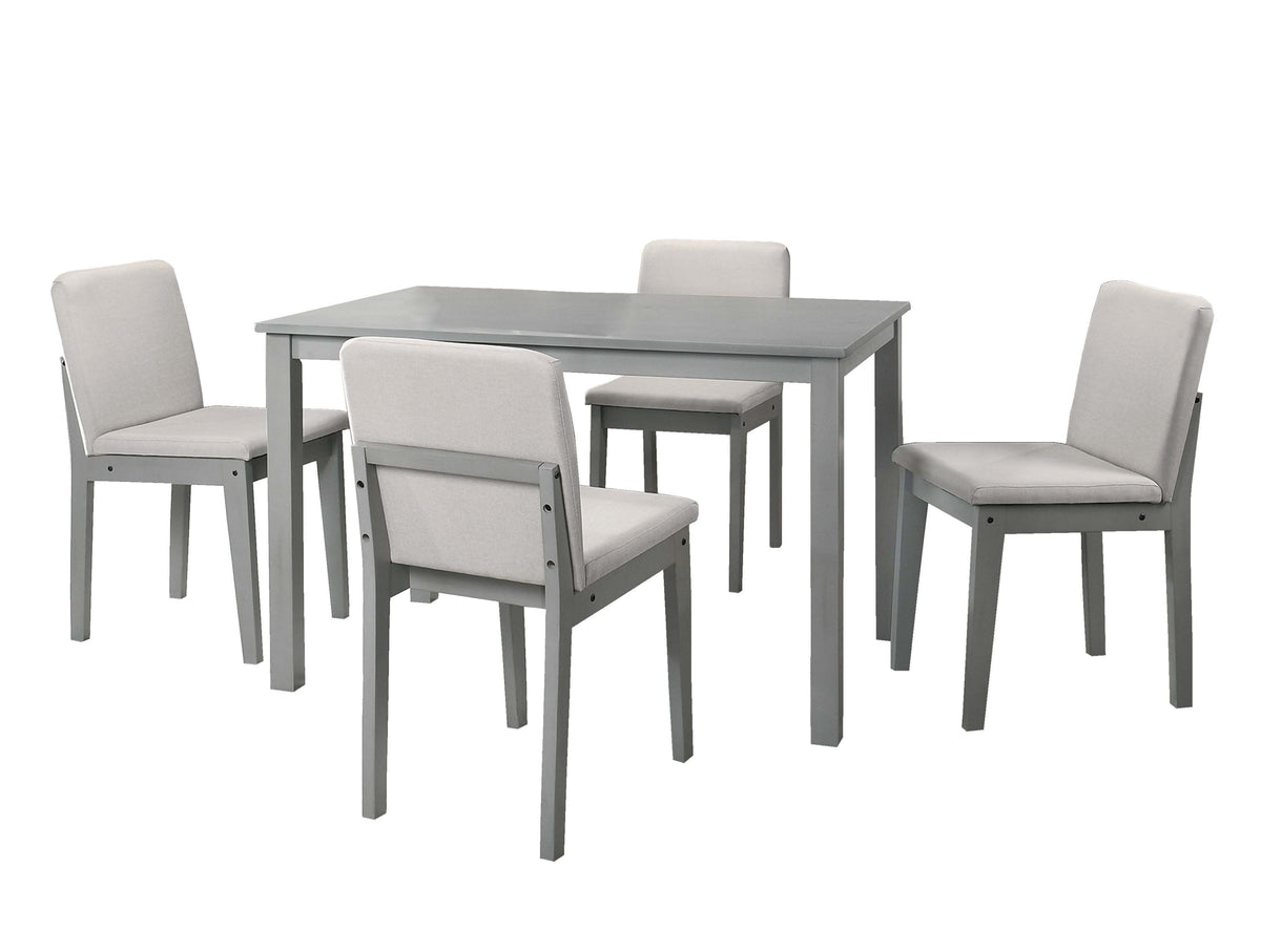 5-Pcs Dining Set - Beige Burlap / Grey Finish
