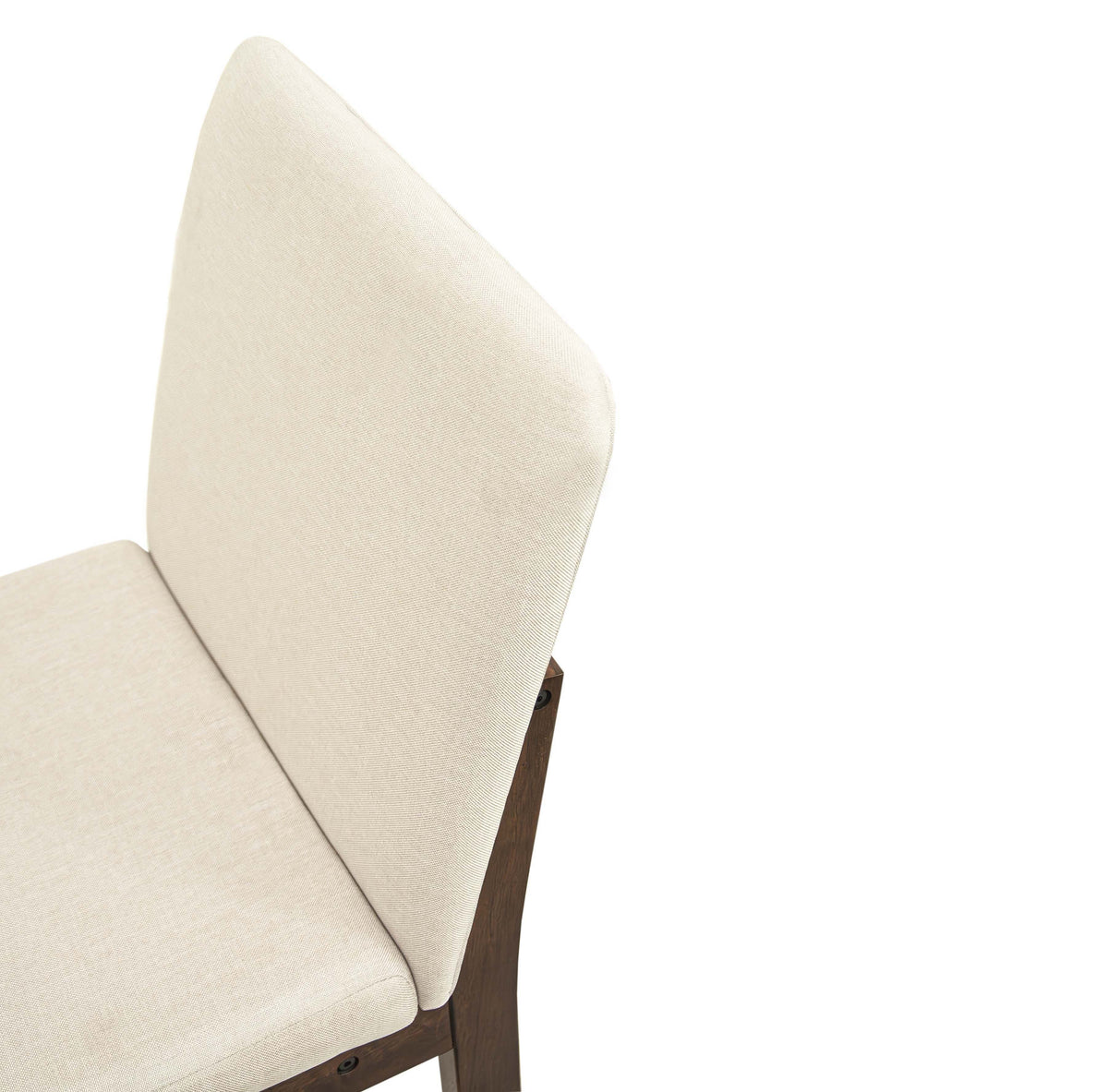 5-Pcs Dining Set - Beige Burlap / Dark Walnut Finish