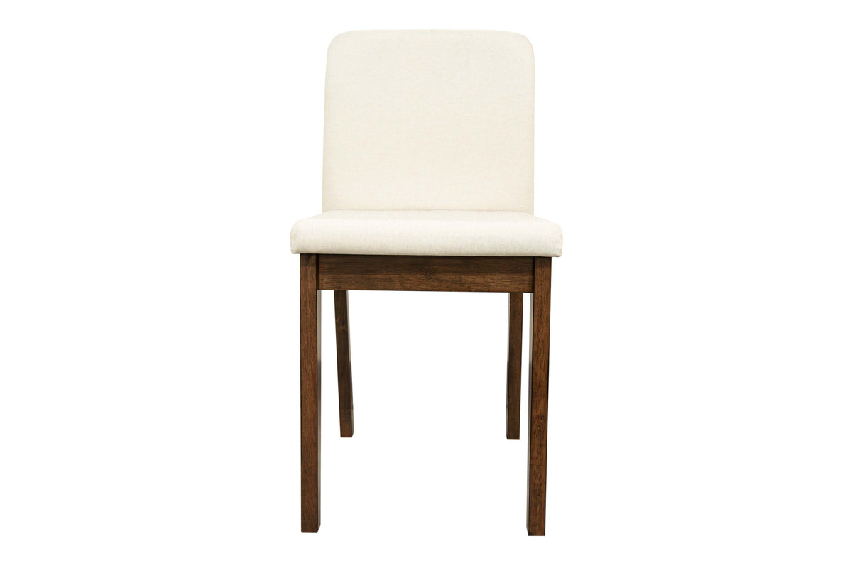 5-Pcs Dining Set - Beige Burlap / Dark Walnut Finish