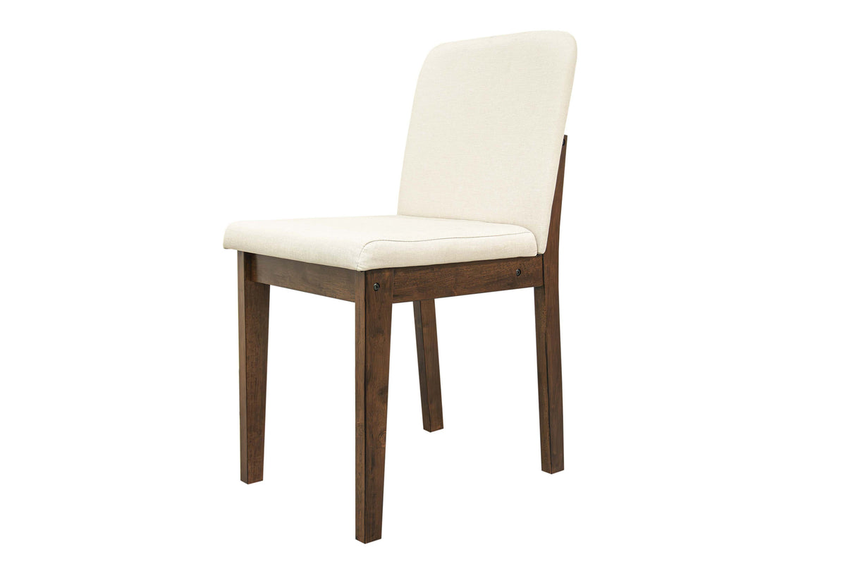 5-Pcs Dining Set - Beige Burlap / Dark Walnut Finish