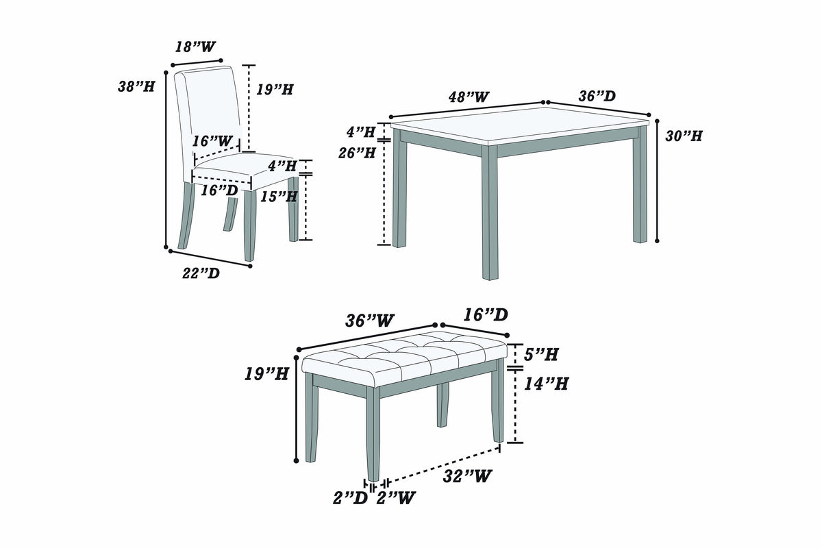 5-Pcs Dining Set - Cherry