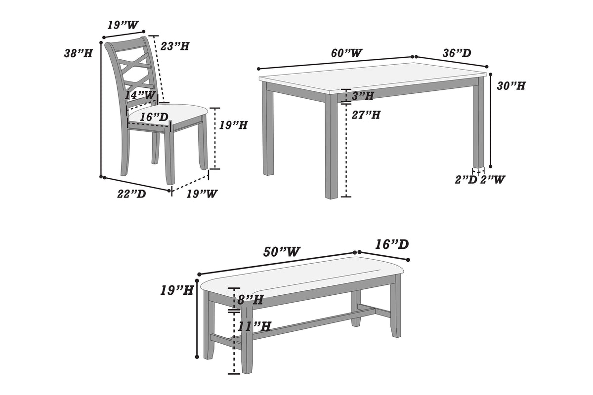 6-Pcs Dining Set - Grey