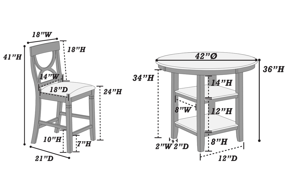 5-Pcs Counter High - White + Grey