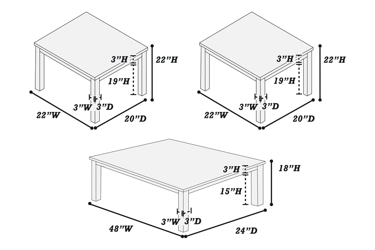 3-Pcs Coffee Table Set - Espresso