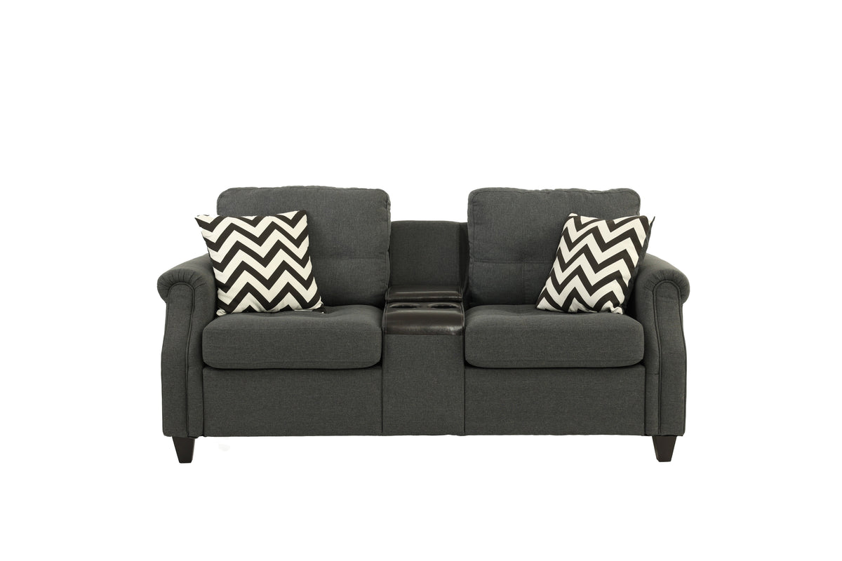 2-Pcs Sofa Set W/Usb Console - Blue Grey