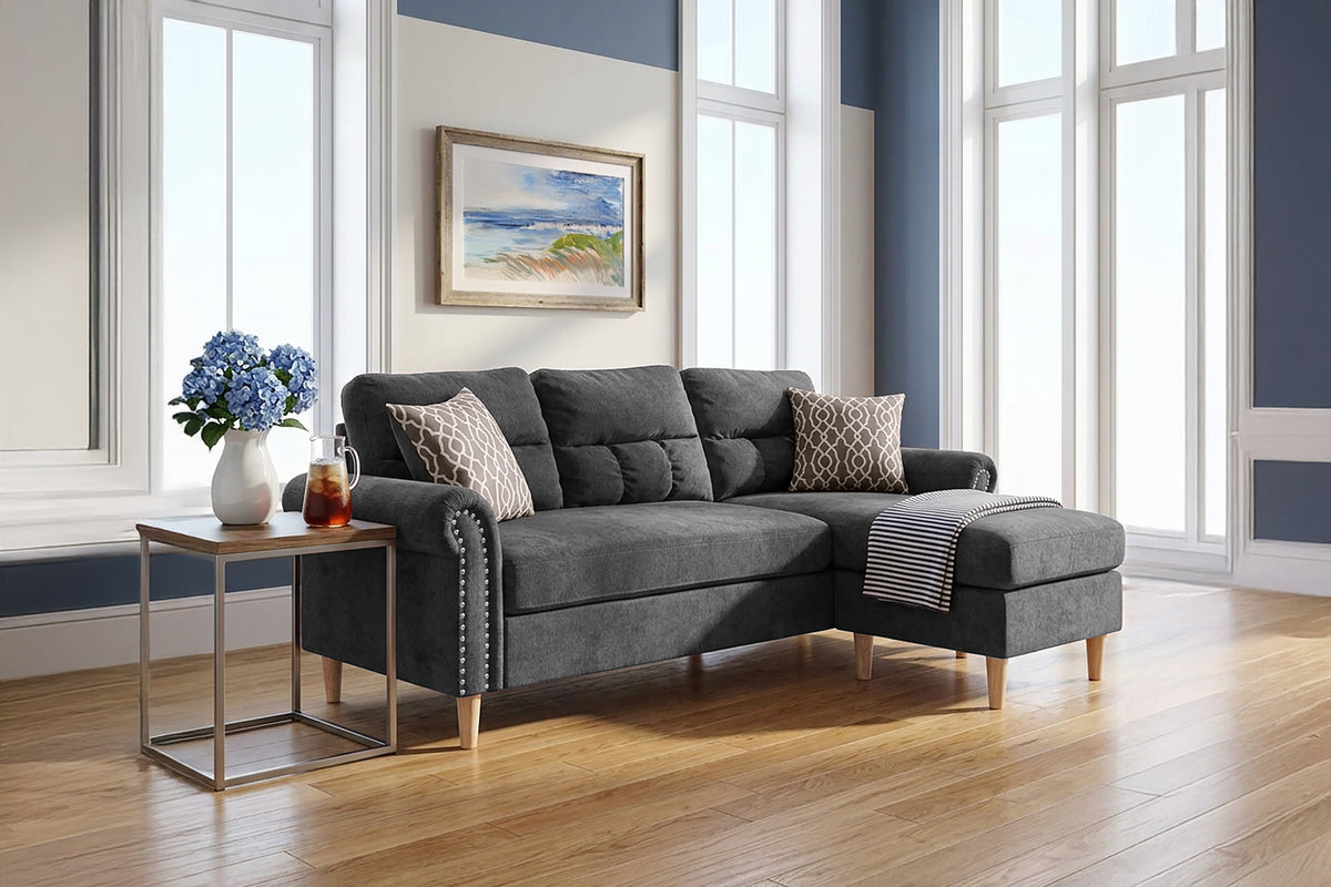 Sectional Set W/2 Accent Pillows - Slate