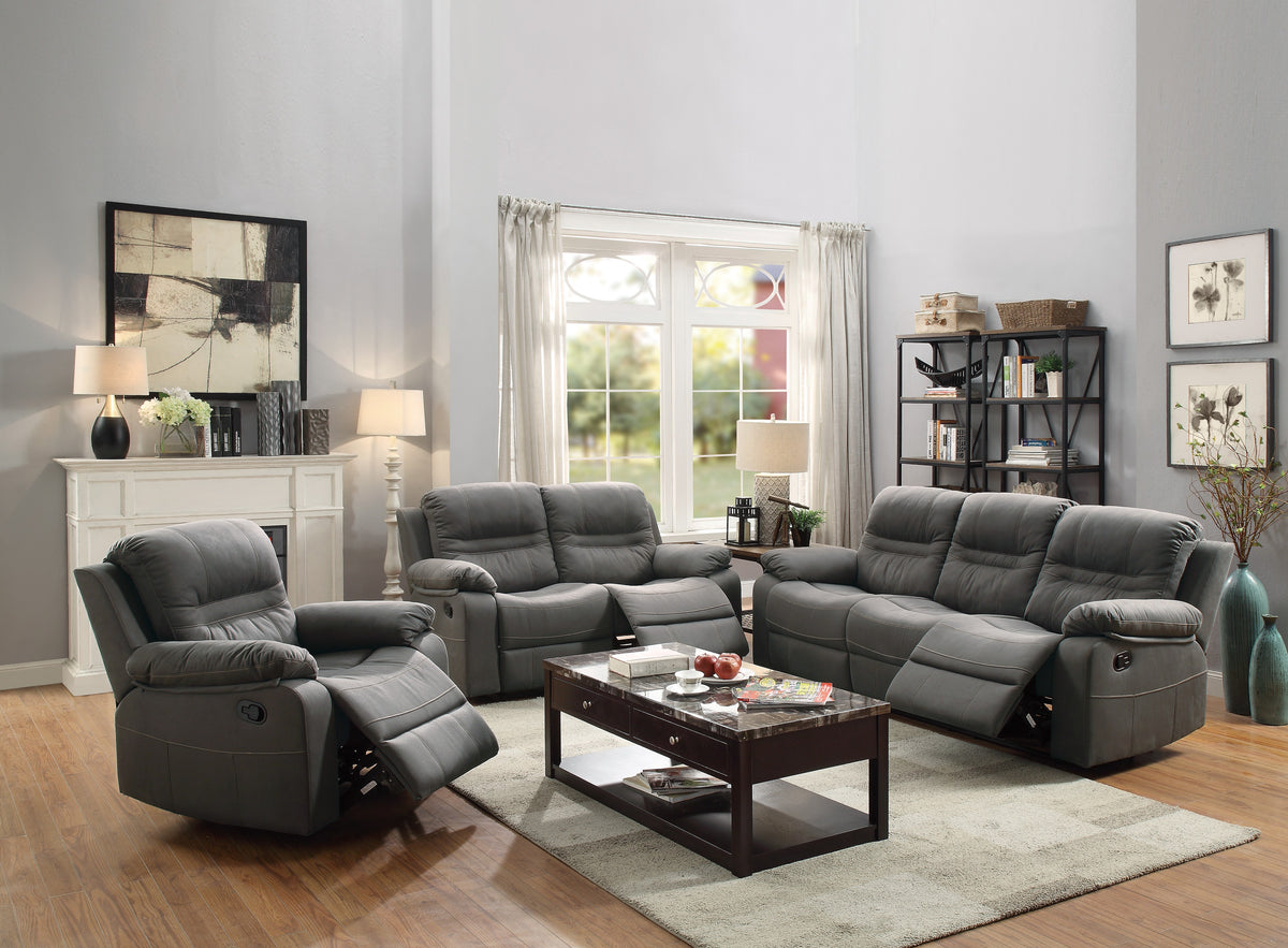 Reclining Sofa/Handle/Leatherette/Slate Blue - Slate Blue