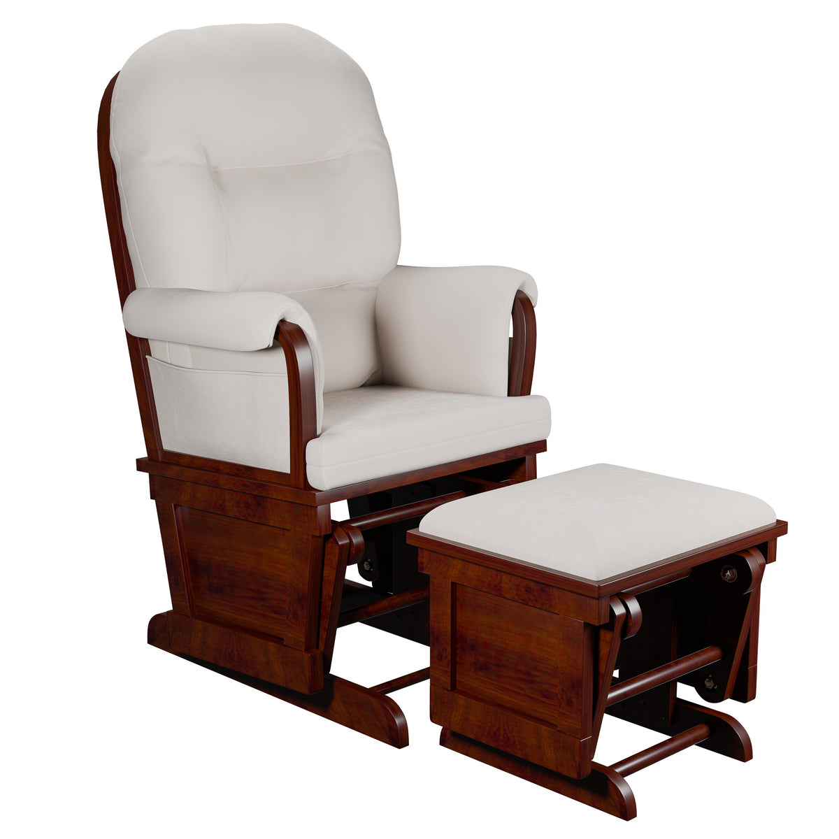 Glider W/Ottoman - Beige /Espresso