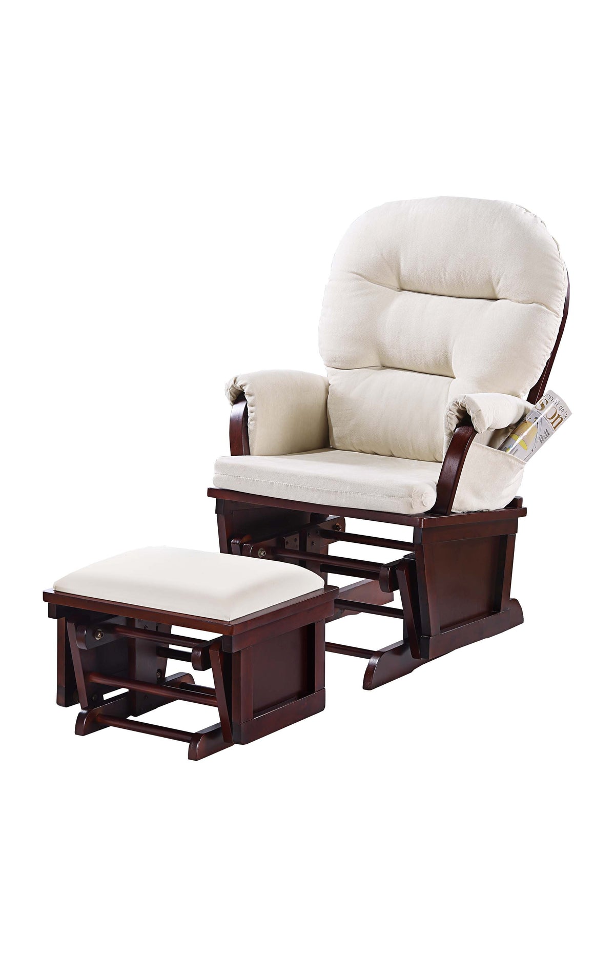 Glider W/Ottoman - Beige /Espresso
