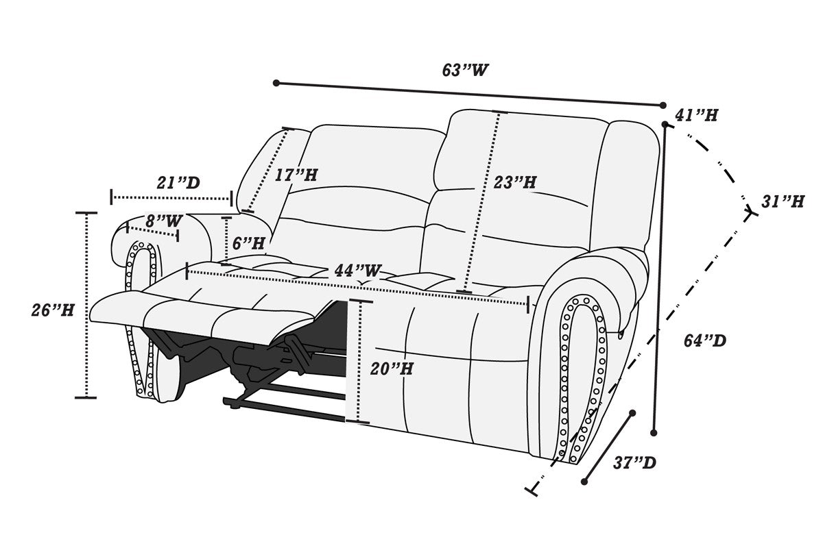 Reclining Loveseat - Black