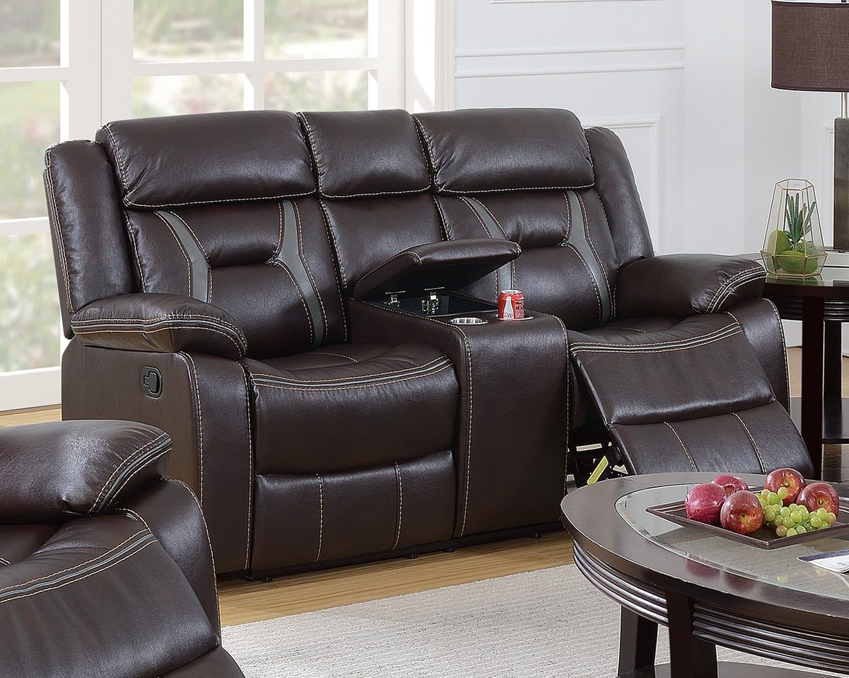 Reclining Loveseat W/ Console - Dark Brown