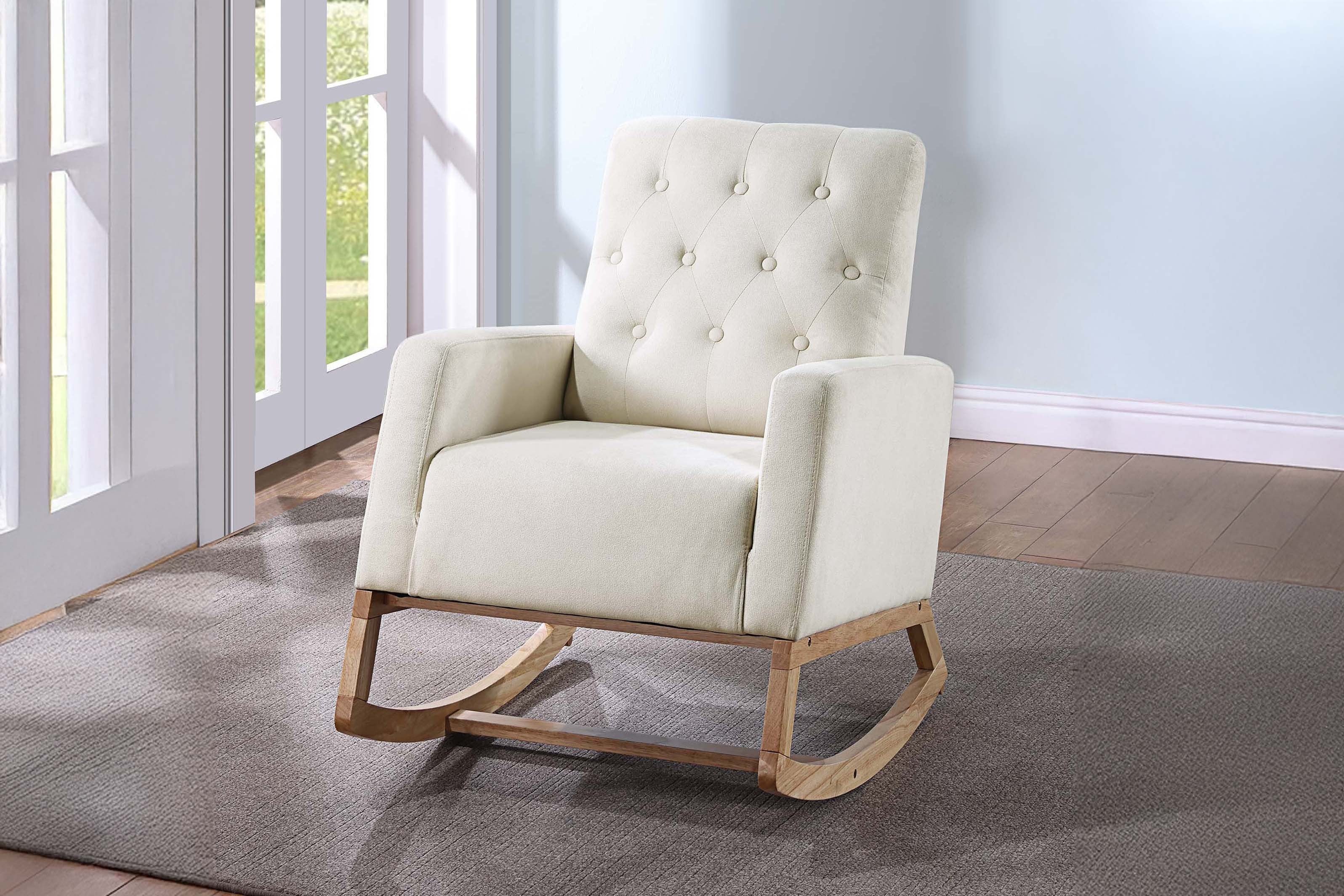 Rocker Chair - Ivory Beige/Espresso
