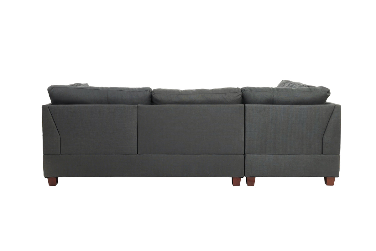 3-Pcs Sectional Set W/2 Accent Pillows - Blue Grey
