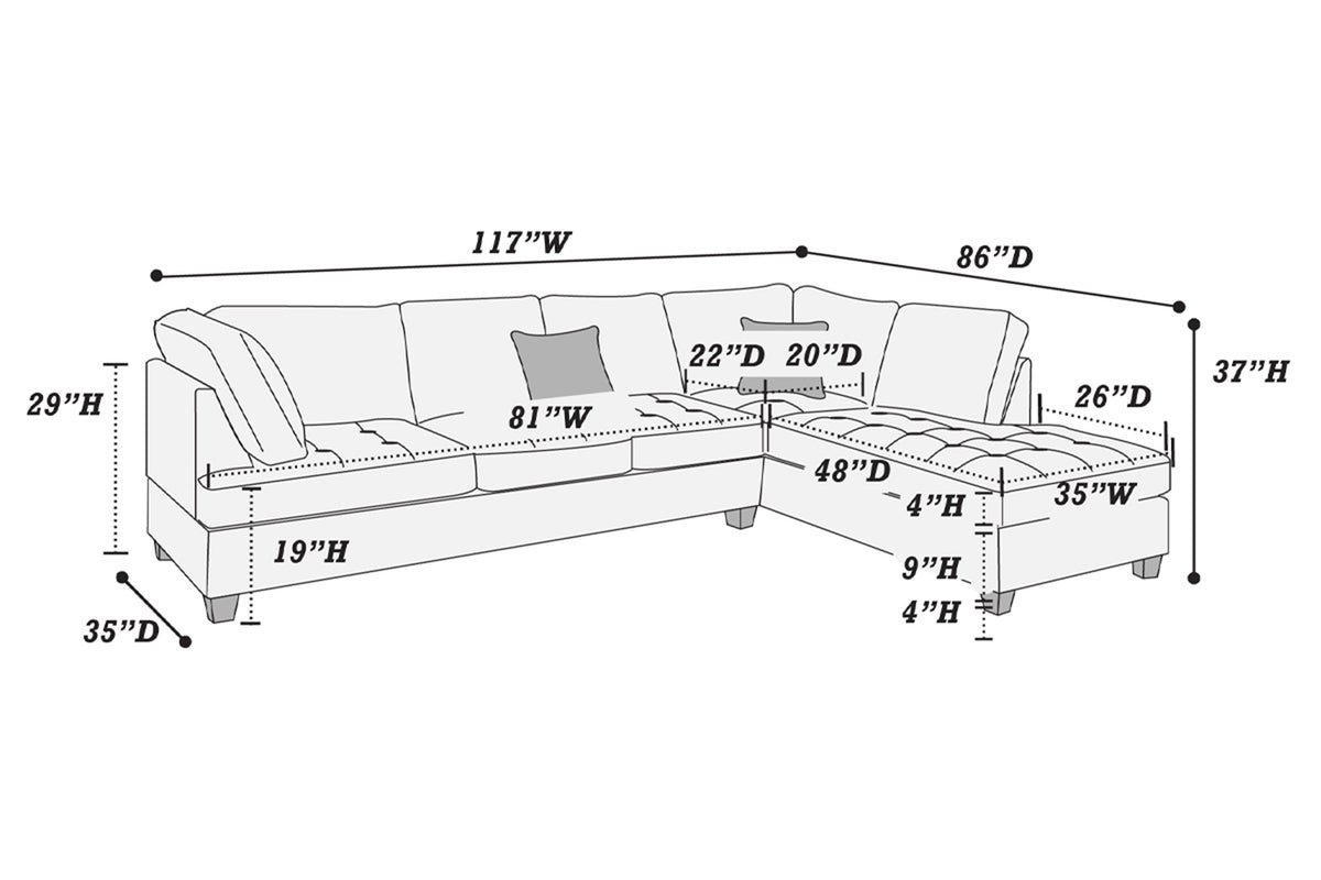 2-Piece Sectional Set W/ 2 Accent Pillows F6988-PDX