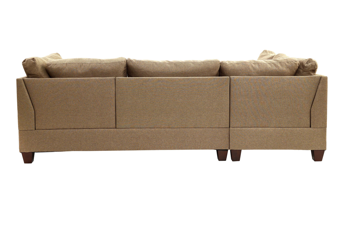 3-Pcs Sectional Set W/2 Accent Pillows - Sand/Dark Coffee