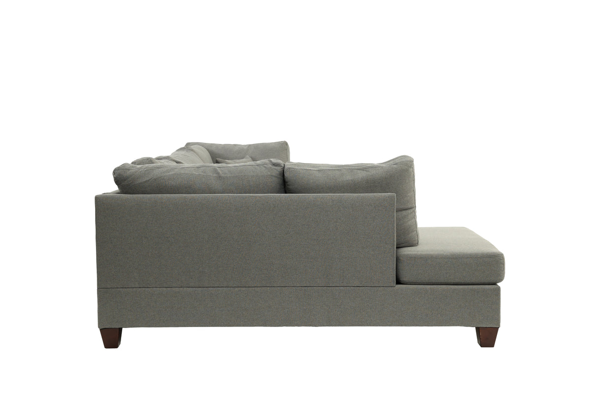 3-Pcs Sectional Set W/2 Accent Pillows - Grey/Dark Coffee