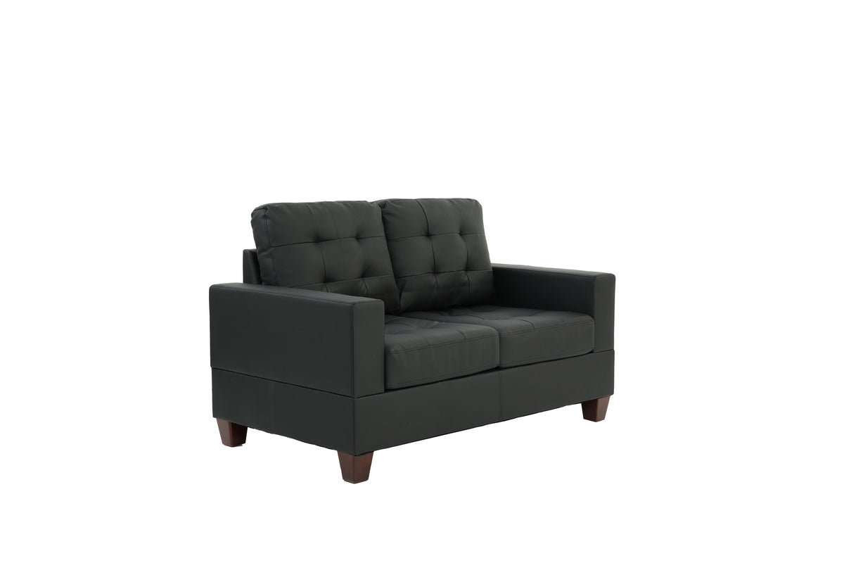 2-Pcs Sofa Set/Black Pu - Black/Dark Coffee