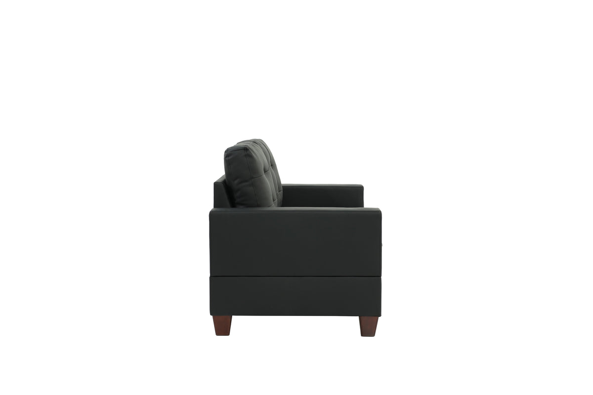 2-Pcs Sofa Set/Black Pu - Black/Dark Coffee