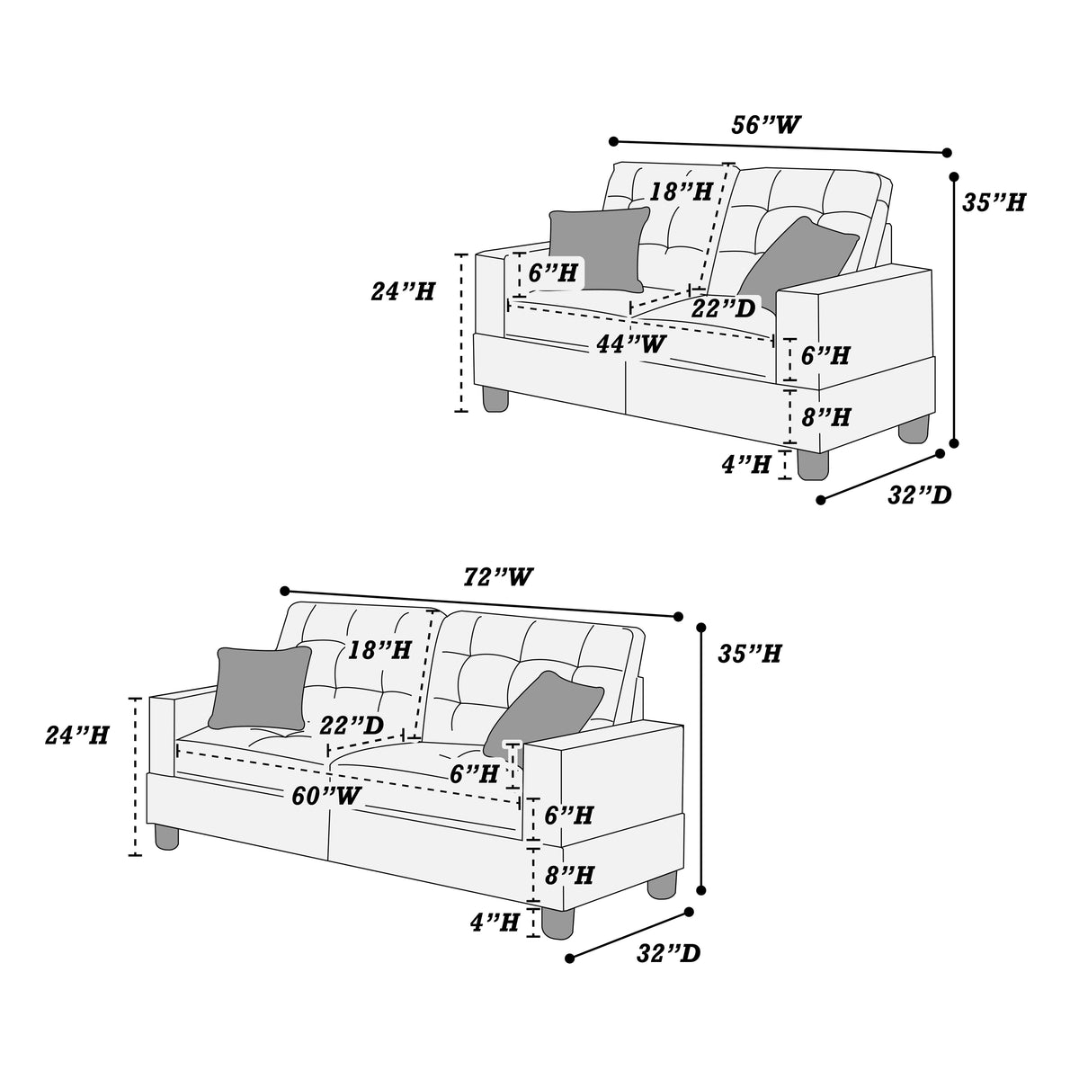 2-Pcs Sofa Set/Black Pu - Black/Dark Coffee