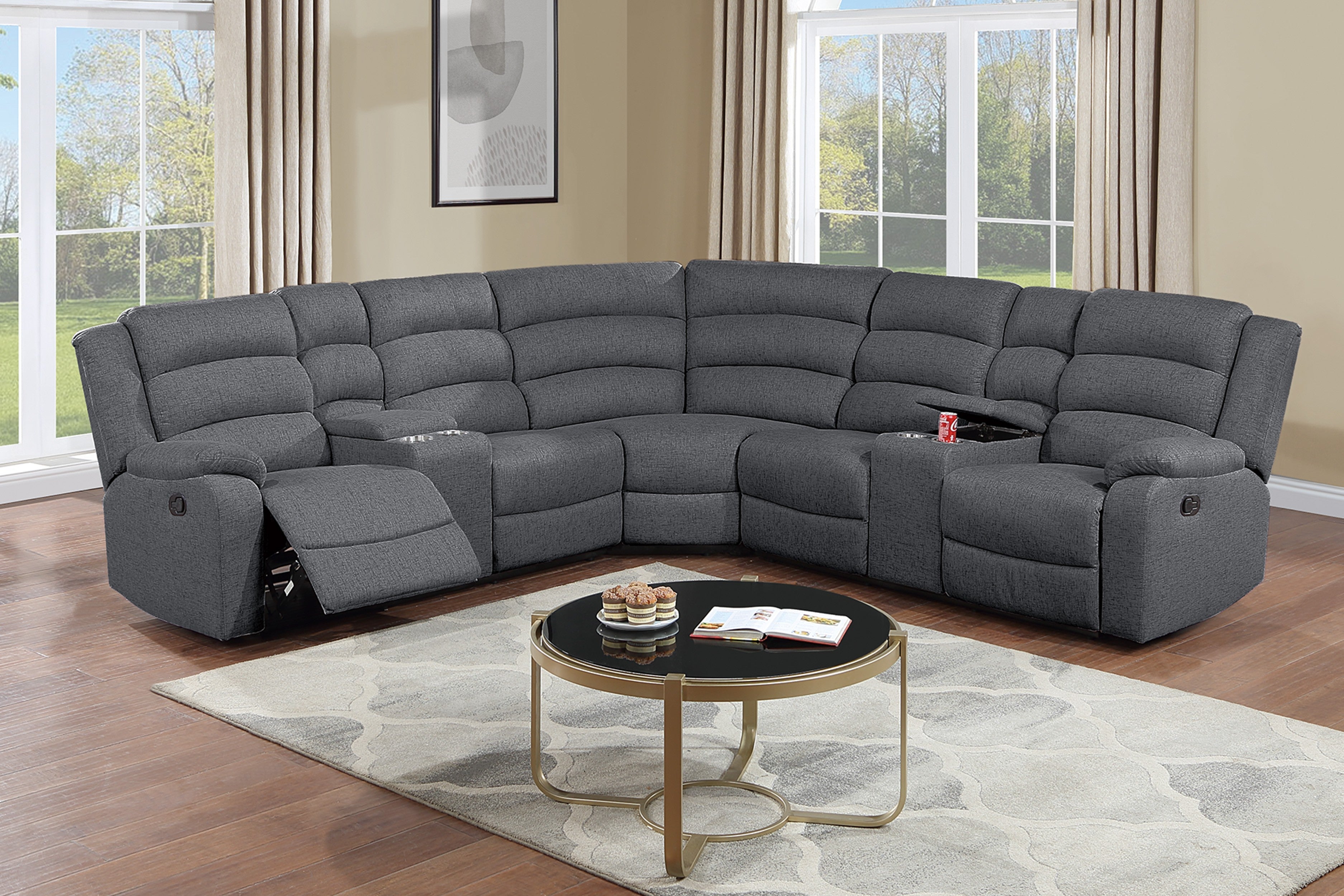 3-Piece Reclining Sectional Set - Dark Gray